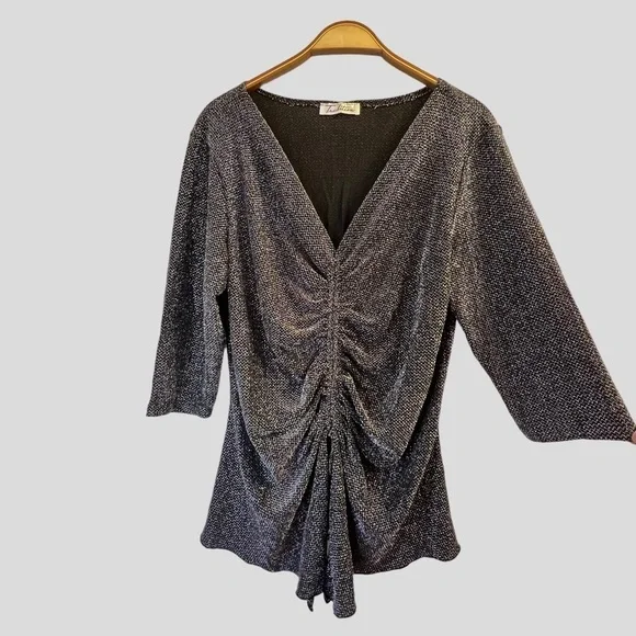 Traditional Women’s Metallic Black Blouse Size XL - Picture 7 of 12